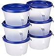 Amazon Brand - Solimo Nestable & Stackable Polypropylene Container Set, Round, 750 ml, Set of 6, Blue