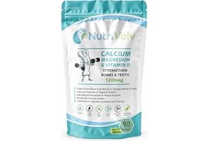 NUTRIVOLV Calcium Magnesium & Vitamin D High Strength Vegan Capsules Strengthen Bones & Teeth & Joints Support | 90 Capsules