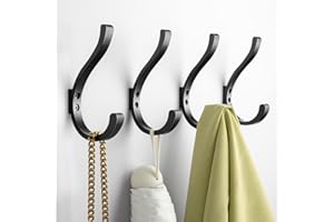 jockcaras Garderobenhaken, kleiderhaken zum Schrauben, Wandhaken für Garderobe, Jacken, Hut, Metall Haken für, Badezimmer, Kleiderschrank, Schwarz 4 Pack