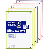 Oxford, A4 Perforated Squared Sheets, 5 x 5 Grid, 250 Sheets | 5 Vivid Band Colours, Binder Refill