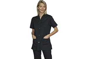 SNV Tunique médicale femme manche courte col V blouse médicale professionnelle fermeture par boutons pressions uniforme médicale femme