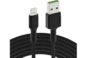 GREEN CELL GC Ray LED | 1,2m Lightning Kabel Oplot nylonowy Przewód do Apple iPhone 12 11 SE Pro/Max | iPhone X XR XS Max | iPhone 8 7 Plus | iPhone 6 6S 5 5C 5S Plus | iPad Air/Pro/Mini | iPod Touch