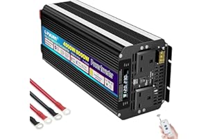 Yinleader POWER INVERTER 4000W /8000W DC TO AC 12V TO 240V 2 UK OUTLETS & USB WITH SOFT START, VOLTAGE DISPLAY CAR CARAVAN CAMPING BOAT