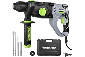 WORKPRO Martello Perforatore 1050W, SDS Plus Mandrino, 4 Funzioni,Accessori Ricchi, Adatti per la Decorazione della Casa e la Manutenzione delle Attrezzature
