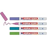 edding 4085 tebeşir kalemi - yeşil, mavi, mor, pembe (metalik) - 4 tebeşir kalemi - 1-2 mm yuvarlak u&ccedil;lu