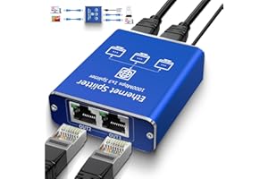 Goalake Switch Ethernet 1 à 3, Switch RJ45, 3 Ports 1000Mbps Network LAN Splitter Répartiteur de CâbleCat5/5e/6/7/8 , Gigabit Network Ethernet pour Ordinateurs, Routeurs, Décodeurs, Téléviseurs