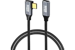 GELRHONR Kabel przedłużający USB C pod kątem 90 stopni, 10 Gb/s, USB 3,2 Gen2, kątowy wtyk typu C do gniazda, przedłużacz 100 W / 5 A, nylonowy, pleciony kabel do urządzeń USB C (1 m)