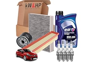 KW&HP KIT TAGLIANDO 3 FILTRI + 4 CANDELE + 4 LITRI OLIO ORIGINALE 5W40 COMPATIBILE CON RENAULT CLIO IV 1.2 16V 54 KW, 73 CV