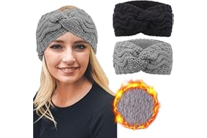 DRESHOW Stirnband Damen Winter Stirnbänder Strick, Haarband Ohrenwärmer, Dickes Fleecefutter Haarbänder Verdicken Headwrap Kopfband für Damen