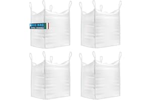 BIBODU Sacchi Big Bag 1000 kg (4 UNITÁ) | Sacchi per Macerie 90x90x90 cm | Cesta per Montacarichi Resistente | Big Bags perfetto per Cantiere, Giardino, Sabbia, Rifiuti e Legno
