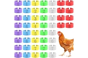 FLEXNOVA 48 Stück Hühnerringe, 21mm Kükenringe Taubenringe Hühnerringe Spiralringe Hühner Identifikation Beine Ringe Label Hühnerfüße Nummerierter Clip an Ring für Hühnchen Enten Goose 6 Farben