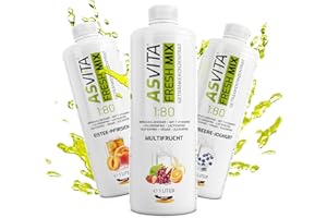 ‎ASVITA AsVita Getränkekonzentrat Fresh Mix 1:80-1 Liter Flasche - Getränkesirup zuckerfrei - 26 leckere Geschmacksrichtungen (Waldmeister)
