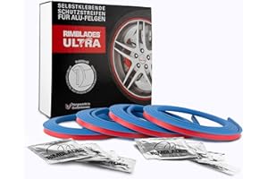 Aroba, RIMBLADES ULTRA, 2022, anneau de protection des jantes en aluminium, autocollant pour bords des jantes, styling pour jantes, protection pour rebord de la jante (bleu)