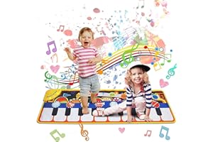 AOLUXLM Tapis de Piano pour Éducation Précoce pour Enfants de 3 à 8 Ans, Tapis de Musique Danse，Jouet Enfant de Cadeau Garçon Fille， Tapis de Jeux Enfant avec 5 Modes et 8 Instruments