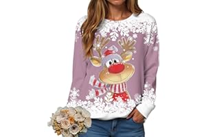 ALLEGORLY Noel Sweatshirt Femmes Pull De Noël Femme Noël Sweat Rigolo Femmes Drole Sweats Rigolo Sweatshirt Manches Longues Ample Sweater Christmas Funny Pullover