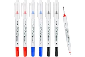 Tunknew Deep Hole Marker Pens Marking Kit Construction Pencil, 6pcs Long Tip Nose Reach Waterproof Carpenter Ink Marker Pens for Carpenters Builders Woodworking Architects Engineers (Blue Red Black)