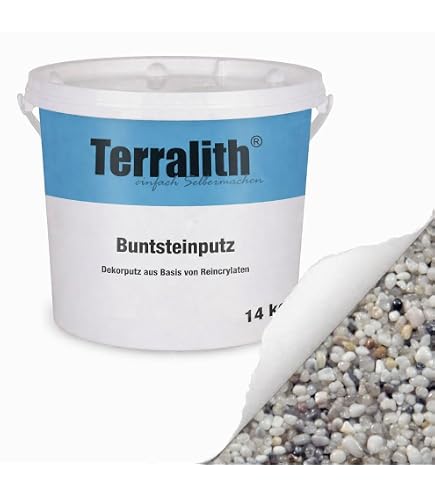 Isolbau Buntsteinputz - Mosaikputz für innen & außen - Frostsicher, wasserfest, stoßfest - BP35 (Anthrazit/Graphit, Weiss), 25 kg + Quarzgrund 4 kg