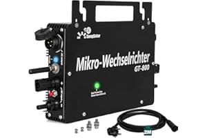 GT-800 Micro Wechselrichter 800W Solar Grid Tie Inverter für Balkonkraftwerk mit WLAN APP Steuerung, IP66 Wasserdicht,MPPT Reine Sinuswellenausgabe, PV-Wechselricher für 2 * 400w Solarpanele