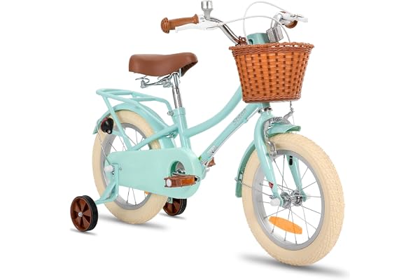 STITCH MANCHI 12 & 14 & 16 & 18 Pouces Vélo Enfant avec Panier & Roues stabilisatrices pour Filles & garçons de 2-9 Ans (Vert & Rose)