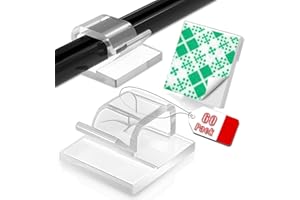 LATOXCAA 60PCS Adhesive Cable Clips, Heavy-Duty Cord Clips for Cable Management, Outdoor Christmas Light Clips Hooks, Traceless Clear Wire Holders Cord Organizer for Wall, Desk, LED, Car(Small)
