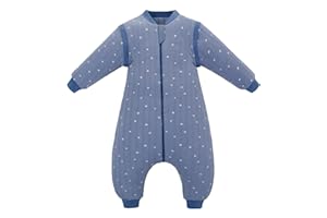 AMO NENES Sacco nanna con piedi, sacco a pelo per bambini, in cotone biologico, extra morbido, per ragazzi e ragazze