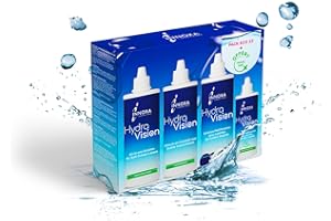 INNOXA Laboratoires - Solution Multifonction pour Lentilles Souples - Acide Hyaluronique - Nettoyant, Désinfectant, Humidifiant - Yeux sensibles - Étui à Lentilles inclus (3 x 360 ml + 100 ml offert)