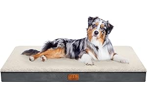 CozyLux Ortopedyczne legowisko dla psa 112 x 81 x 7,6 cm dla dużych psów, mata dla psów z pianki memory, poduszka dla psa z poszewką nadającą się do prania (kremowa)