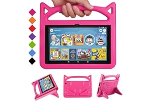 Fire HD 8 tablet Case,All-New Fire HD 8 Plus Tablet Case for Kids (12th/10th Generation,2024/2022/2020 Release),DJ&RPPQ Light Weight Shock Proof Handle Friendly Stand Kids Proof Protective Cover-Pink