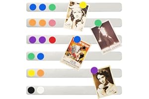 PYJLBX Lavagna Magnetica da Parete, Lavagna Magnetica per Calamite, Bacheca Magnetica Strisce di Metallo Autoadesivo Porta Calamite da Parete, con 10 Calamite Potenti, per Ufficio Casa Scuola, 6 Pezzi