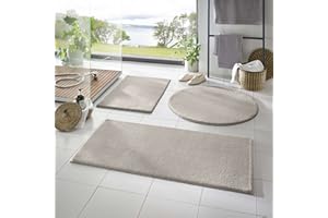 ‎TARACARPET Taracarpet Badematte Fiona rutschfest waschbar Badezimmerteppich sehr weich und als Set kombinierbar Uni Sand 060x120 cm