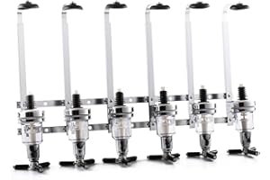 Oneconcept Hazlehov - Wand-Flaschenhalter und -Dosierer 4cl Flaschendosierer für Cocktail-, Bar- und Gastro-Gewerbe (Wandmontage, für unteschiedliche große Flaschen) Silber, 6 Flaschen