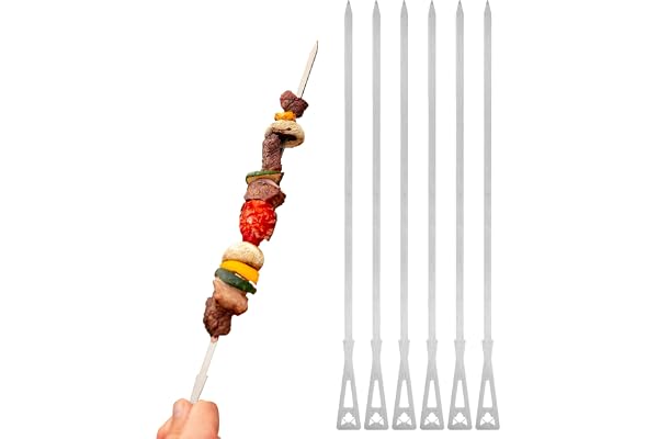 FENNEK Pique à brochette | accessoire de barbecue | acier inoxydable | avec pochette de rangement | Made in Germany | lot de 6 | long