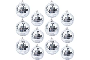 HO2NLE 12 Piezas Espejos de Bola 5cm/6cm Bolas de Discoteca Pequeñas Espejo Bola de Discoteca para La Fiesta, Navidad, Pastel de Fiesta Aorno del Árbol de Navidad