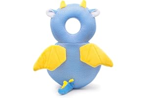 JINYJIA Protezione per La Testa Del Bambino, Morbido Traspirante Cuscini ​Protettivi per la Testa Del Bambino, Regolabile Bambino ​Cuscino per il corpo Posteriore, per Età 4-24 Mesi Bambini,Drago