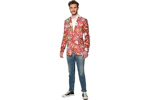 Suitmeister Light-Up Chirstmas Jackets for Men in Different Prints – Ugly Xmas Sweater Costumes Include Jacket Only