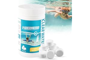 JOKBEN Chlortabletten für Pool,Chlor Tabs Pool 907g Sehr Hoher Aktiv-Chlorgehalt Verfügbares Chlor Multifunktionale Pool-Reinigungstabletten 20g Chlortabletten Pool Zubehör Reinigung