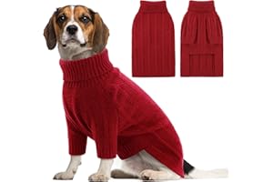 Queenmore Pull Chien XL, Doux Élastique pour Labrador, Golden Retriever, Border Collie, Vêtement Hiver Intérieur/Extérieur (Rouge, L)