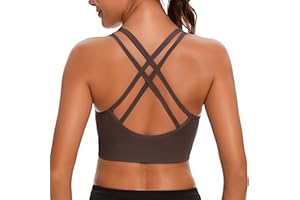 Leversic Sujetador Deportivo Mujer Sujetador de Yoga Acolchado Sujetador Deportivo de Impacto Medio Top Corto con Espalda Cruzada con Tiras para Fitness Yoga Gimnasio