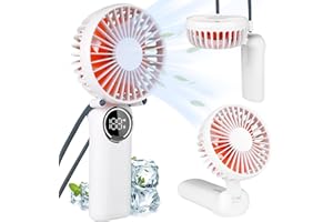 LtYioe Ventilatore USB Mini Ventilatore Portatile con 3 velocità Regolabili, Multifunzionale Ventilatore Personali Batteria Ricaricabile e Display LED per Viaggi Casa Esterno Ufficio (Bianco)