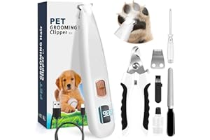 2TRUL Dog Paw Trimmer with LED Light, Paw Trimmer for Dogs 0.8inch/20mm Wide Blade, Pet Hair Grooming Kit with Dog Nail Clipper, Cordless Electric Pet Paw Grooming Clippers for Paws, Ears, Face, Rump