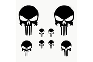 ‎AUTODOMY Autodomy Naklejki Czaszki Zestaw 8 sztuk | Winylowa Naklejka na Samochód | Naklejki na Samochód Zewnętrzne | Winylowa Czaszka Topiąca się | Naklejki na Motocykl i Kask (Czarna)