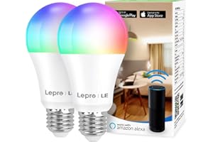 Lepro Wi-FI Ampoule E27 LED Connectée RGBW 9W (Equivalent de 60W), Ampoule Wi-FI RGB et Blanc 806LM Dimmable avec Alexa, Echo, Google Home(2pcs)