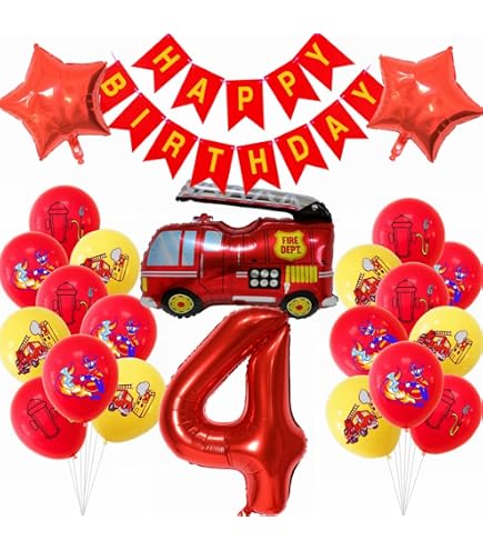 Feuerwehr-Geburtstagsdeko Set – Inkl. Banner, Ballons & Cake Topper Für Eine Coole Feuerwehr-Party