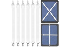 NEXMEE 6 Pièces Tendeur Drap Housse, Attache Drap Housse Réglable, Sangle Drap Housse, Elastique Drap Housse pour Draps, Matelas, Planche à Repasser ou Canapé, Blanc