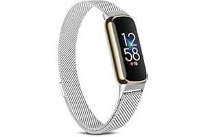 Tobfit Cinturino compatibile con Fitbit Luxe, in acciaio inox, con rete magnetica in metallo per Fitbit Luxe Fitness Tracker (argento)