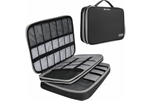 GOCOKIA Travel Electronic Accessories Organizer, Cokia Large Capacity Storage Handbag Cable Organizer Bag Waterproof Carry Pouch for 11.6''Laptop,Tablet,Cellphone,Hard Drives, Power - Black