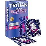 Trojan Double Ecstasy Dual Lubed and Ultra Ribbed Condoms with Premium Quality Latex - Pack of 10