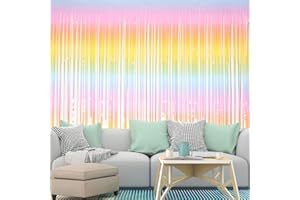 Leichter Regenbogen Backdrop Streamers AILEXI 2 Pack 1M*2M Metallic Tinsel Folie Fringe Vorhänge für Photobooth Party Dekor