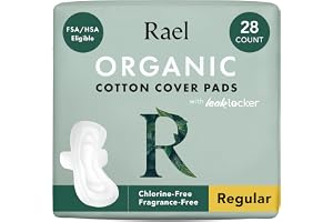 Rael Organic Cotton Cover Sanitary Towels - Regular Absorbency, Ultra Thin Period Pads with Wings for Women, Unscented, Hypoa