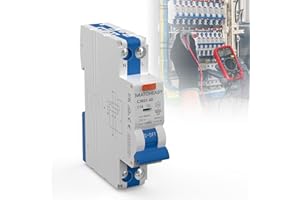 MATCHEASY Fi ls Schalter, Fi Schutzschalter 16A, RCBO B16A 30mA, Fehlerstromschutzschalter, RCD Protected Circuit Breaker, Type A, 230V, 1P+N, DIN Rail Mounting, Curve C, Weiß/Blau